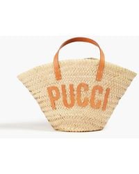 Emilio Pucci - Leather-trimmed Toquilla Straw Tote - Lyst
