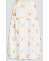 L.F.Markey - viggo Embroidered Organic Cotton Midi Skirt - Lyst