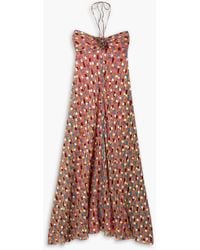 RIXO London - Samira bedrucktes neckholder-maxikleid aus georgette mit fil coupé - Lyst