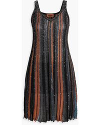 Missoni - Sequin-embellished Metallic Crochet-knit Silk-blend Mini Dress - Lyst