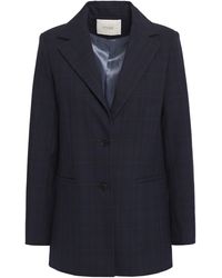 Maje Checked Twill Blazer Midnight Blue