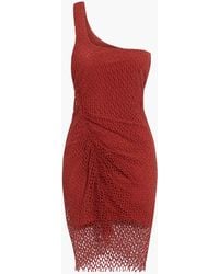 IRO - Juney minikleid aus gehäkelter baumwolle mit raffungen und asymmetrischer schulterpartie - Lyst