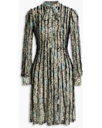 Valentino Garavani - Embellished Pintucked Printed Silk-chiffon Dress - Lyst