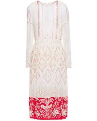 Valentino Garavani - Embellished Embroidered Cotton And Silk-blend Midi Dress - Lyst