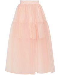 Maje Joseal Gathered Organza Midi Skirt Peach - Pink