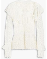 Zimmermann - Ruffled Crocheted Cotton Blouse - Lyst