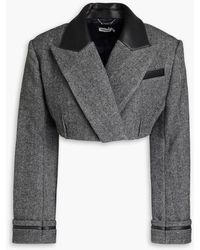 Jonathan Simkhai - Cropped Herringbone Wool-blend Tweed Blazer - Lyst