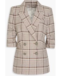 Veronica Beard - Viva Double-breasted Prince Of Wales Checked Linen And Cotton-blend Blazer - Lyst