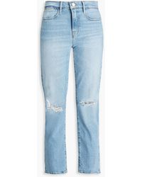FRAME - Le high straight hoch sitzende cropped jeans mit geradem bein in distressed-optik - Lyst