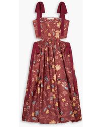 Ulla Johnson - Gabrielle Cutout Tie-detailed Floral-print Sateen Midi Dress - Lyst