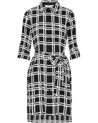 Diane von Furstenberg Woman Prita Checked Silk Shirt Dress Black