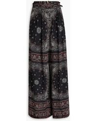 Zimmermann - Belted Paisley-print Crepe De Chine Wide-leg Pants - Lyst