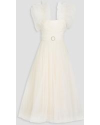 Jenny Packham - Crystal-embellished Ruffled Tulle Midi Dress - Lyst
