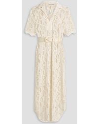 Saloni - Suni Belted Broderie Anglaise Cotton Midi Shirt Dress - Lyst