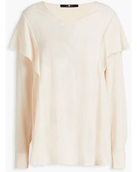7 For All Mankind - Ruffled Crepe De Chine Top - Lyst