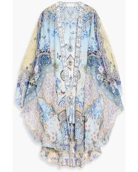 CAMILLA - Crystal-Embellished Printed Silk-Chiffon Jacket - Lyst
