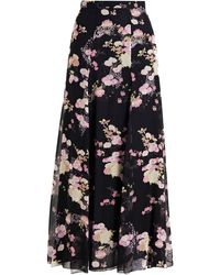 Giambattista Valli Floral-print Silk-chiffon Maxi Skirt - Black
