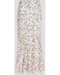 Rabanne - Lace-Trimmed Floral-Print Twill Maxi Skirt - Lyst