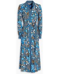 Diane von Furstenberg - Bedrucktes hemdkleid in midilänge aus crêpe mit gürtel - Lyst