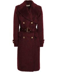 MICHAEL Michael Kors Double-breasted Brushed Wool-blend Coat Claret - Red