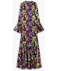 Caroline Constas - Allonia Floral-print Stretch-silk Gown - Lyst