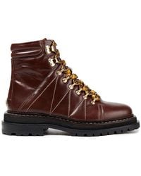Sandro Elton Quilted Leather Combat Boots - Brown
