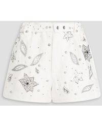 Isabel Marant - Kayneliae Embellished Cotton And Linen-blend Twill Shorts - Lyst