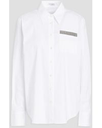 Brunello Cucinelli Hemd aus popeline aus einer baumwollmischung mit zierperlen - Weiß