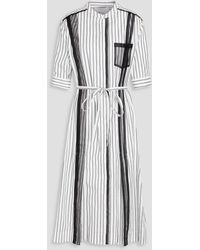 3.1 Phillip Lim - Organza-trimmed Striped Cotton-poplin Midi Shirt Dress - Lyst