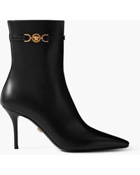 Versace - Embellished Leather Ankle Boots - Lyst