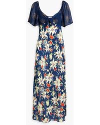 RIXO London - Paltrow Glittered Chiffon And Floral-print Silk-crepe Maxi Dress - Lyst