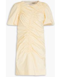 Sandro - Ruched Cotton-blend Poplin Mini Dress - Lyst