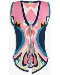 Etro - Tasseled Jacquard-knit Cotton-blend Top - Lyst