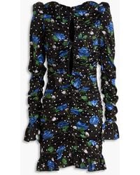 ROTATE BIRGER CHRISTENSEN - Bedrucktes minikleid aus satin mit rüschenbesatz und schleife - Lyst