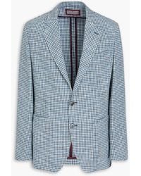 Canali - Houndstooth Cotton, Linen And Wool-blend Blazer - Lyst