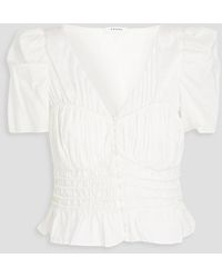 FRAME - Shirred Ramie And Silk-blend Top - Lyst