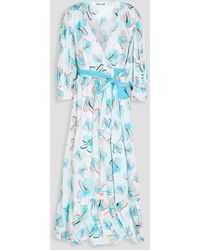 Diane von Furstenberg - Roxanna Printed Cotton-blend Poplin Midi Wrap Dress - Lyst