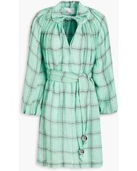Lisa Marie Fernandez - Checked Linen-blend Gauze Mini Dress - Lyst
