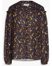 Claudie Pierlot - Shirred Floral-print Crepe Shirt - Lyst