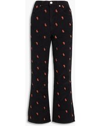 RE/DONE - Embroidered Cotton-corduroy Flared Pants - Lyst