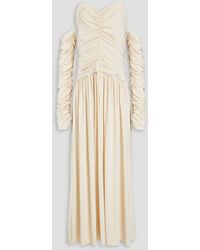 Rosetta Getty - Strapless Ruched Gathered Stretch-jersey Maxi Dress - Lyst
