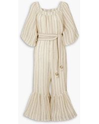 Lisa Marie Fernandez - Laure Belted Striped Linen-blend Jumpsuit - Lyst