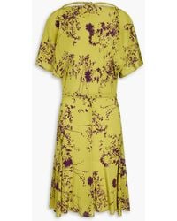 Victoria Beckham - Draped Floral-print Silk Crepe De Chine Midi Dress - Lyst