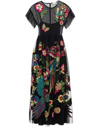 RED Valentino - Ruffled Embroidered Point D'esprit Midi Dress - Lyst