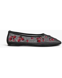 STAUD - Alba Embellished Mesh Ballet Flats - Lyst