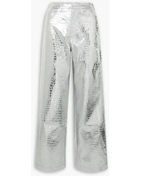 ROTATE BIRGER CHRISTENSEN - Rotie Metallic Croc-Effect Coated Faux Leather Wide-Leg Pants - Lyst