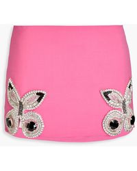 Area - Crystal-embellished Wool-blend Crepe Mini Skirt - Lyst