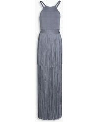 Hervé Léger - Fringed Ribbed Stretch-knit Gown - Lyst