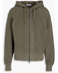 Brunello Cucinelli - Sequin-embellished Waffle-knit Cotton-blend Zip-up Hoodie - Lyst
