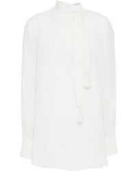 See By Chloé See By Chloé Tassel-trimmed Crepe De Chine Blouse - White